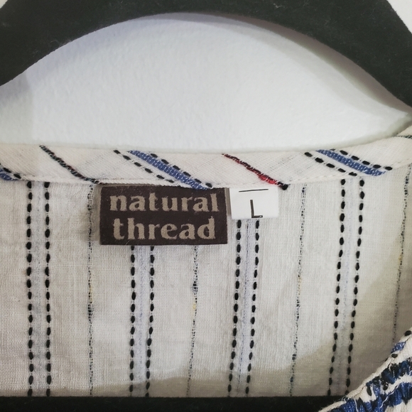 Natural Threads Embroidered Woman's top Size Large BOHO Textured - Picture 5 of 7